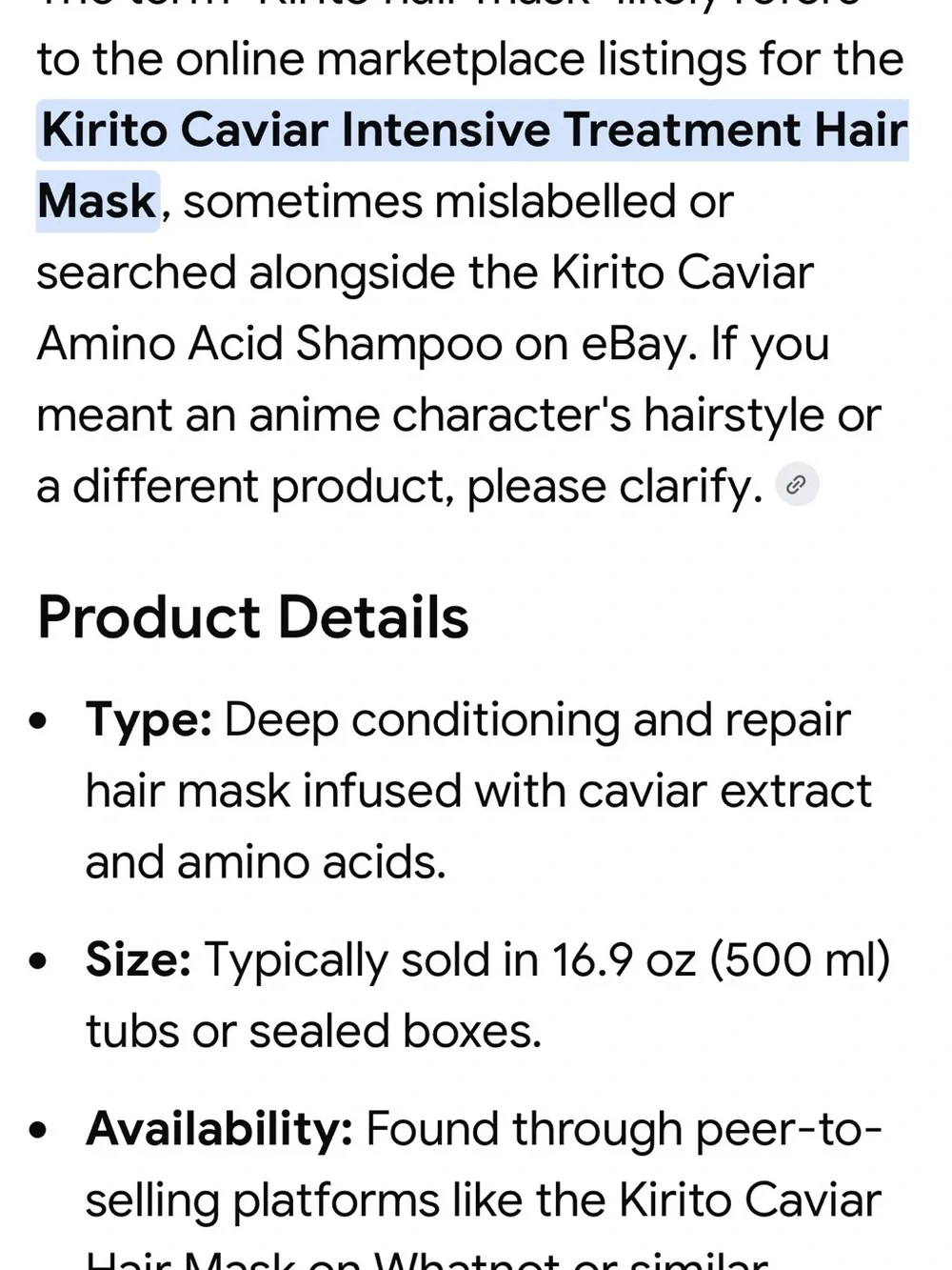 Caviar Intensive Treatment Hair Mask - White & Red